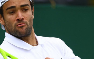 Matteo Berretini wearing Boss apparel playing tennis