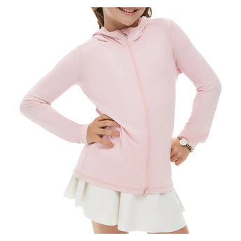 Juniors' Full Zip Tennis Hoodie Tickle Me Pink, BloqUV, Tickle Me Pink, Tennis Express, 1003-TMPF26-TICKLE-ME-PINK-1