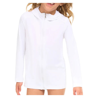 Juniors' Full Zip Tennis Hoodie White, BloqUV, Tennis Express, 1003-WHTF26-3