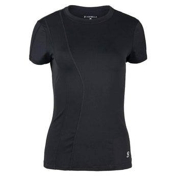 Women's Short Sleeve Tennis Top-Apparel-Sofibella-107016-BLACK-L-Tennis Express