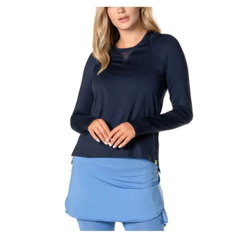 Women's LUV High Low Breezy Long Sleeve Tennis Top-Apparel-Lucky In Love-110069-401_MIDNIGHT-L-Tennis Express