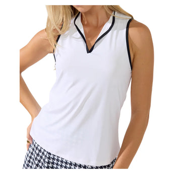 Women's Ace Mock Neck Tennis Tank White, Bobbe, Tennis Express, 113-001BF26-2