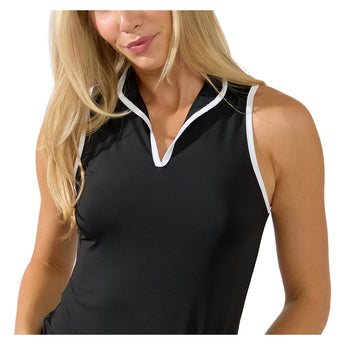 Women's Ace Mock Neck Tennis Tank Black, Bobbe, Tennis Express, 113-002BF26-6