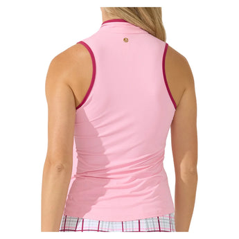 Women's Ace Mock Neck Tennis Tank Light Pink, Bobbe, Tennis Express, 113-125F26-1