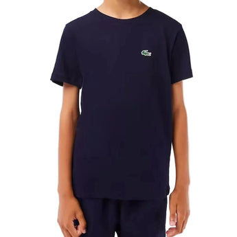 Boys' Breathable Cotton Blend Tennis Jersey-Apparel-Lacoste-113217-166_NAVY_BLUE-L-Tennis Express