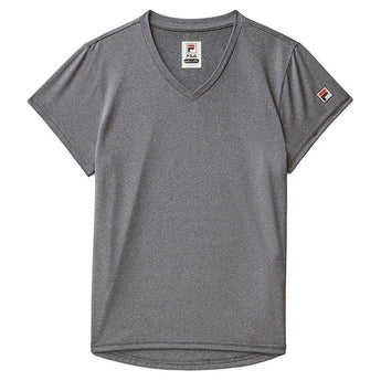Girls Short Sleeve Performance Tennis Top-Apparel-Fila-113352-051_CHARCOAL_HEATHER-L-Tennis Express