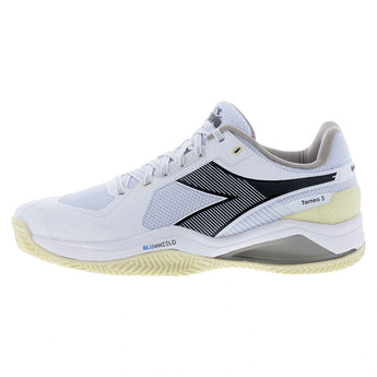 Men's CLAY Court Blushield Torneo 3 Tennis Shoes White and Black,Footwear,Diadora,,,Tennis Express,181468-C0470F2601copy