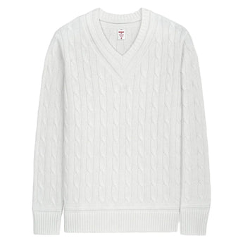 Men's Cable Knit Tennis Sweater White, Boast, White, Tennis Express, 1K2300-100F26-WHITE-1