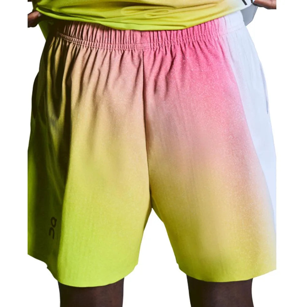 On Men's Court Tennis Short White and Lime | Tennis Express