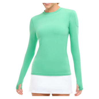 Women's 24/7 Long Sleeve Tennis Crew Jade, BloqUV, Jade, Tennis Express, 2001-JDEF26-JADE-1