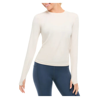 Women's 24/7 Long Sleeve Tennis Crew Sand:, BloqUV, Sand, Tennis Express, 2001-SNDF26-SAND-1