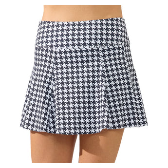 Women's Perfect Swing 14 Inch Tennis Skort Houndstooth Black, Bobbe, Houndstooth Black, Tennis Express, 204-136BF26-HOUNDSTOOTH-BLACK-1