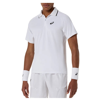Men's Match Short Sleeve Tennis Polo,Apparel,Asics,S,100_BT_WHITE,Tennis Express,2041A390_100