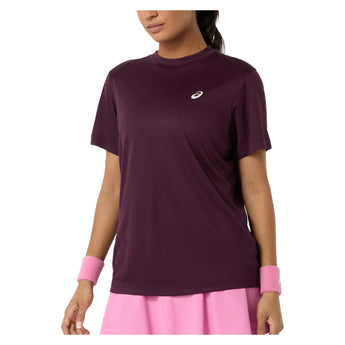 Women's Court Short Sleeve Tennis Top Dark Aubergine, Asics, Dark Aubergine, Tennis Express, 2042A371-500F26-DARK-AUBERGINE-1