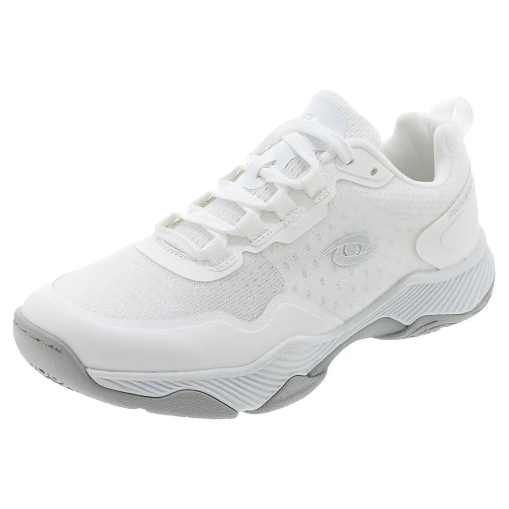 ジョンホワイト作　キュウピー Men's Clear Shot Quicksilver Pickleball Shoes White and Silver