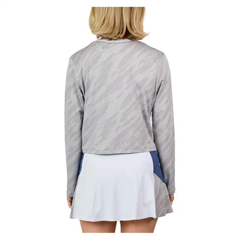 Women's Wild Side Jacquard Long Sleeve Tennis Top Grey,Apparel,Sofibella,,,Tennis Express,2522WIC-WGR-4
