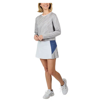Women's Wild Side Jacquard Long Sleeve Tennis Top Grey,Apparel,Sofibella,,,Tennis Express,2522WIC-WGR-5
