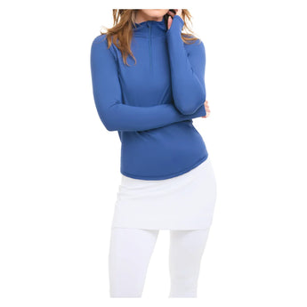 Women's Mock Zip Long Sleeve Tennis Top Navy, BloqUV, Tennis Express, 3100-NVYF26-6