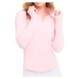 Women's Mock Zip Long Sleeve Tennis Top Tickle Me Pink, BloqUV, Tennis Express, 3100-TMPF26-2