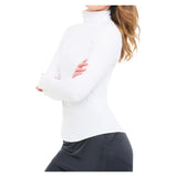 Women's Mock Zip Long Sleeve Tennis Top White, BloqUV, Tennis Express, 3100-WHTF26-3