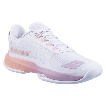 Women's Premium Jet Tere 2 All Court Tennis Shoes White and Sunset, Babolat, White/Sunset, Tennis Express, 31F26975C-1120F26-WHITE-SUNSET-1