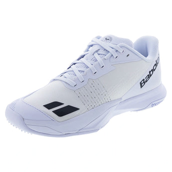 Women's Jet Mach 4 Grass WIM Tennis Shoes White and Black,Footwear,Babolat,White/Black,5,Tennis Express,31S26810C-1001copy