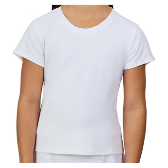 Girls' Short Sleeve Tennis Top White,Apparel,Sofibella,White,XS,Tennis Express,4083WST