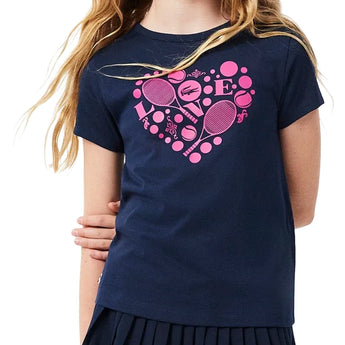 Girls' Core Sport Graphic Tennis Tee,Apparel,Lacoste,UGW Navy,8A,Tennis Express,447785-UGW-F26-1