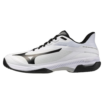 Men's Wave Exceed Court AC Tennis Shoes White and Black,Footwear,Mizuno,White/Black,7,Tennis Express,550127_0090