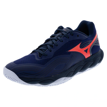 Men's Wave Enforce Court 2 AC Tennis Shoes Beacon Blue and Lava Orange,Footwear,Mizuno,,,Tennis Express,550130-5T25copy