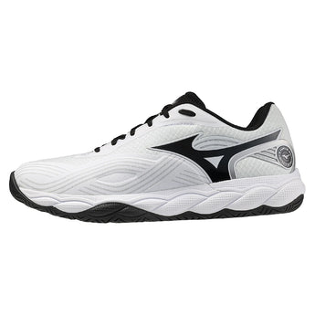 Men's Wave Enforce Court 2 AC Tennis Shoes White and Black,Footwear,Mizuno,White/Black,7,Tennis Express,550130_0090