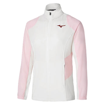 Women's Shadow Tennis Jacket White and Pinkesque-Apparel-Mizuno-650010-0016-Tennis Express