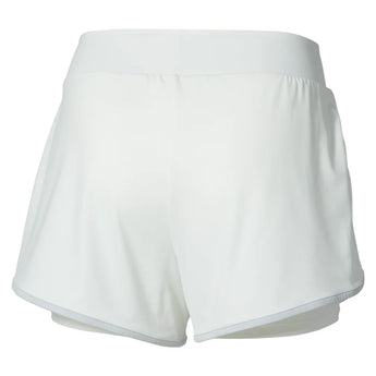 Women's Flex Short White and Lava Orange, Mizuno, Tennis Express, 650035-0025-1