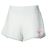 Women's Flex Short White and Lava Orange, Mizuno, White/Lava Orange, Tennis Express, 650035-0025-WHITE-LAVA-ORANGE-1