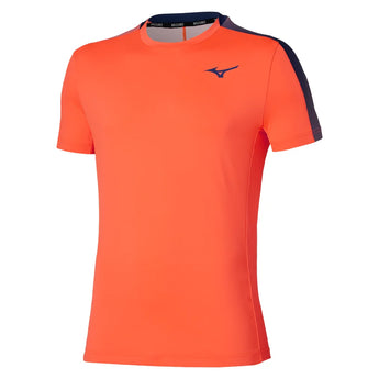 Men's Shadow Short Sleeve Tee Lava Orange, Mizuno, Lava Orange, Tennis Express, 650042-2525F26-LAVA-ORANGE-1
