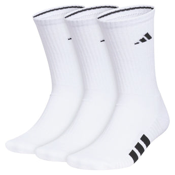 Men's Cushioned 4.0 Crew Socks 3 Pack White and Black,Socks,Adidas,White/Black,L,Tennis Express,A5162402