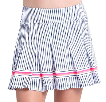 Girls' Pinstripe Pop Tennis Skort White-Apparel-Lucky In Love-B176-43G110-2-Tennis Express