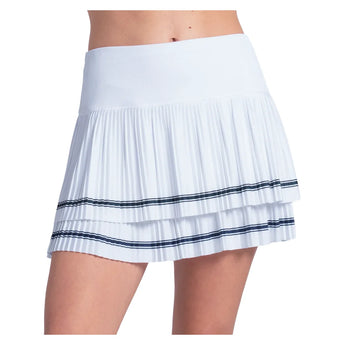 Women's Preppy Court 14 Inch Pleated Tennis Skort White, Lucky In Love, White, Tennis Express, CB843-03H110-WHITE-1