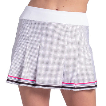 Women's Point Taken 14 Inch Pleat Tennis Skort White, Lucky In Love, White, Tennis Express, CB862-14H110-WHITE-1