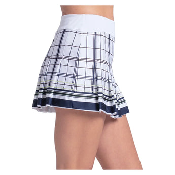 Women's Lucky Prep 13 Inch Pleat Tennis Skort White, Lucky In Love, Tennis Express, CB880-55H110-2