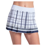 Women's Lucky Prep 13 Inch Pleat Tennis Skort White, Lucky In Love, White, Tennis Express, CB880-55H110-WHITE-1