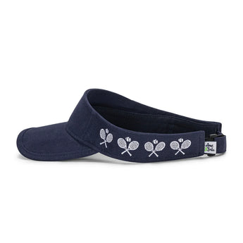 Women's Country Club Visor w/ Crossed Racquets-Apparel-Ame and Lulu-CCV-CR-Navy_95e3666c-04b2-487f-9153-2d360d585538-Tennis Express