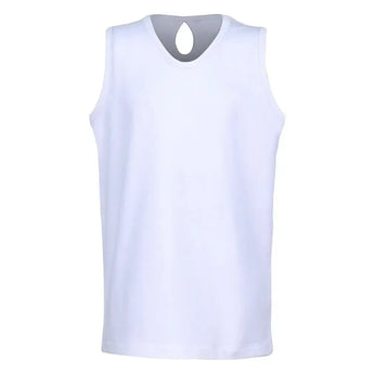 Girls` Keyhole Back Tennis Tank White-Apparel-Little Miss Tennis-CCW31-B-Tennis Express