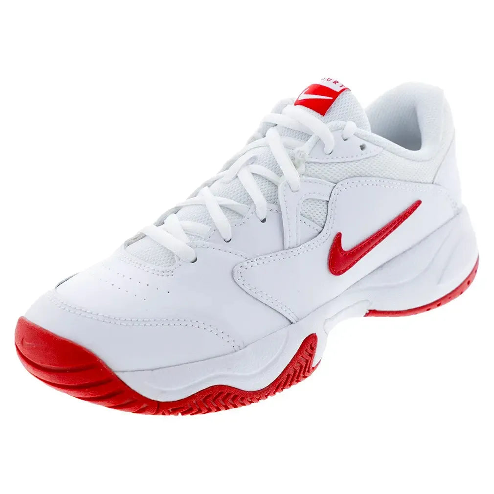 Juniors' Court Lite Tennis Shoes White and University Red
