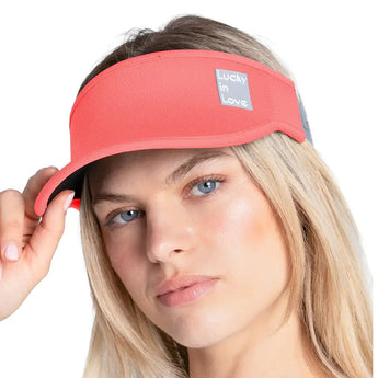 Women's Lucky Logo Stretch Visor,Apparel,Lucky In Love,807 Flame,One Size,Tennis Express,CH011-F26-807-1