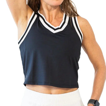 Women's Claire Tennis Tank Black and White, Bubble, Black/White, Tennis Express, CLR-BLKF26-BLACK-WHITE-1
