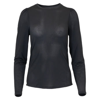 Women's Crew Long Sleeve Tennis Top, Bubble, Black, Tennis Express, CREW-NF7-B-BLACK-1