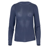 Women's Crew Long Sleeve Tennis Top, Bubble, Navy, Tennis Express, CREW-NF7-B-NAVY-1