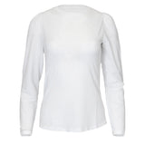Women's Crew Long Sleeve Tennis Top, Bubble, White, Tennis Express, CREW-NF7-B-WHITE-1