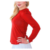 Women's Crew Long Sleeve Tennis Top Red, Bubble, Tennis Express, CRWL-REDH26-3